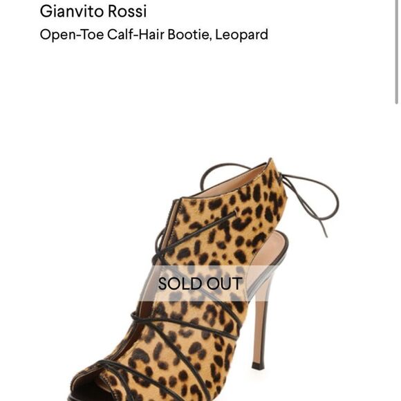 GIANVITO ROSSI Leopard Print Calf Hair Open toe Booties - Picture 2 of 10
